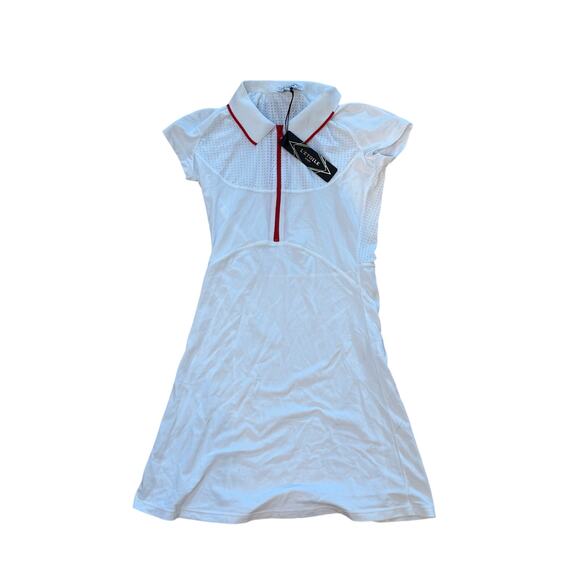 (XS) NWT $195  L'Etoile Sport MESH ZIP PERFORMANCE DRESS White Red - Picture 5 of 6